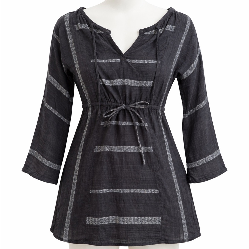 Ace+Jig Cotton Long Sleeve Tie Waist Tunic,  Dress V Neck